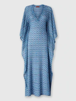 Caftan à motif coquillage lamé de viscose avec manches chauve-souris