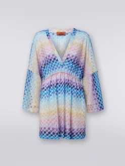 Caftan court à effet dentelle avec lurex