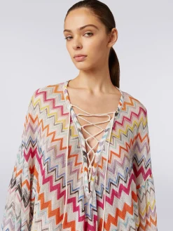 Caftan court avec motif à zig-zag et lurex