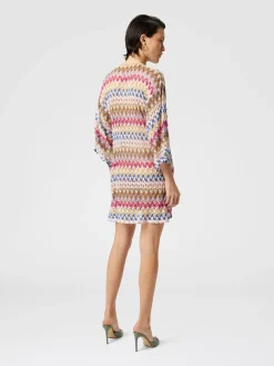 Caftan court couvrant en dentelle de viscose lamée