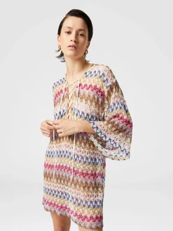 Caftan court couvrant en dentelle de viscose lamée