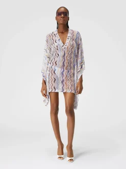 Caftan court en crochet à zig zag avec lurex