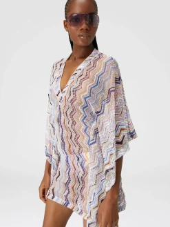 Caftan court en crochet à zig zag avec lurex