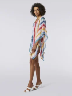Caftan court en viscose à zig zag avec lurex