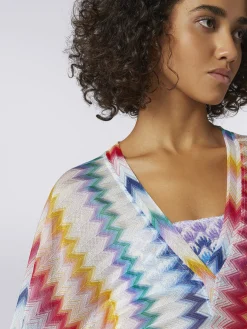 Caftan court en viscose à zig zag avec lurex