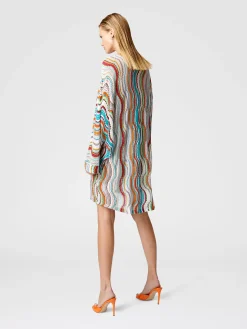 Caftan couvrant à manches longues avec motif vague lamé