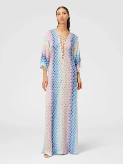 Caftan long à effet dentelle dégradé avec lurex