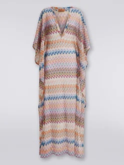 Caftan long avec encolure en V et lurex