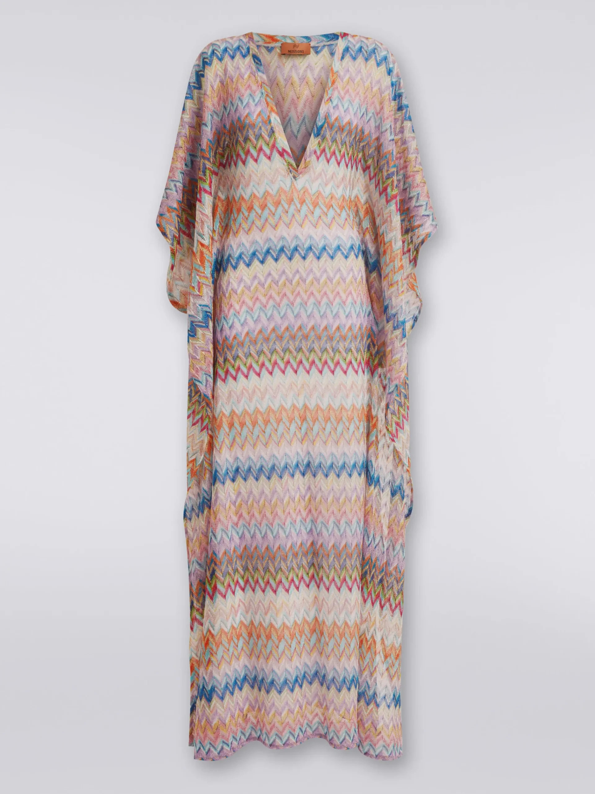 Caftan long avec encolure en V et lurex