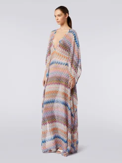 Caftan long avec encolure en V et lurex
