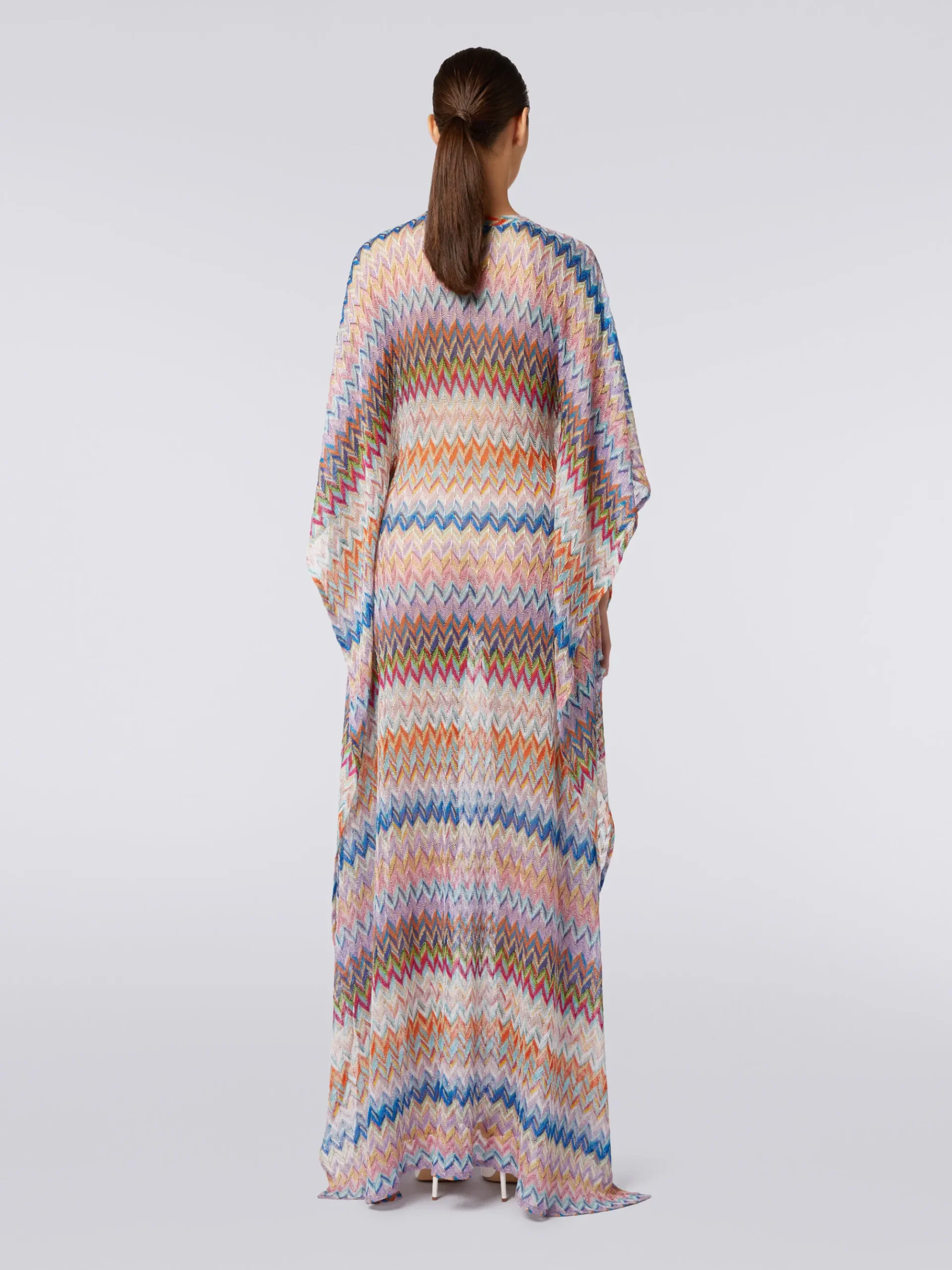 Caftan long avec encolure en V et lurex