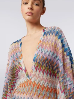 Caftan long avec encolure en V et lurex