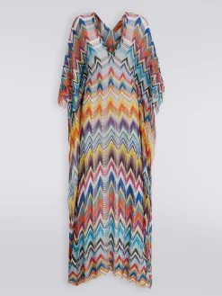 Caftan long avec franges et lurex