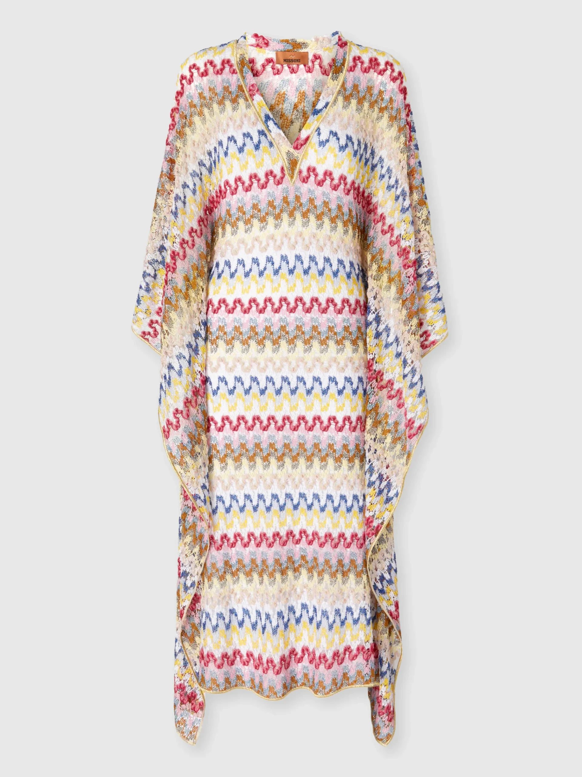 Caftan long en dentelle de viscose lamée