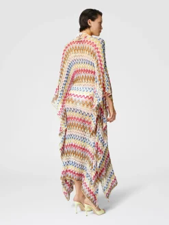 Caftan long en dentelle de viscose lamée