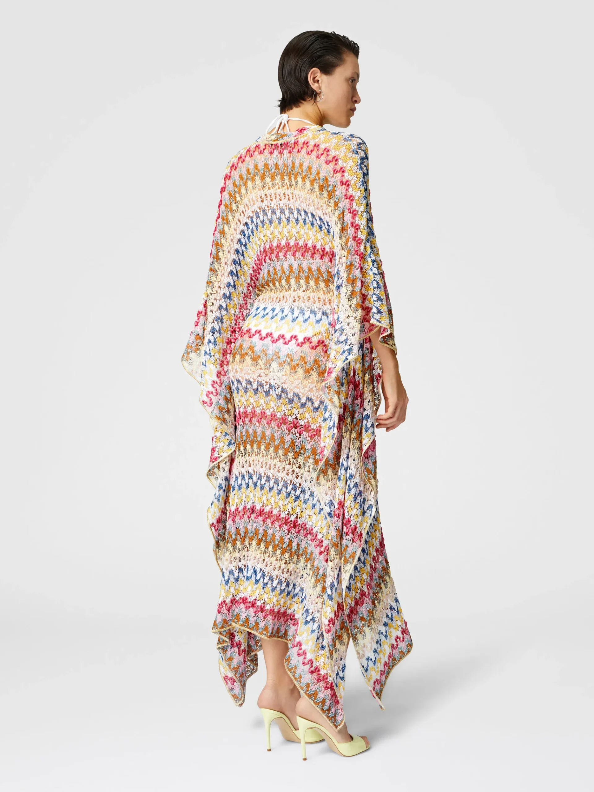 Caftan long en dentelle de viscose lamée