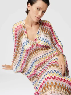 Caftan long en dentelle de viscose lamée