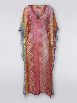Caftan long en tissu à imprimé zig zag