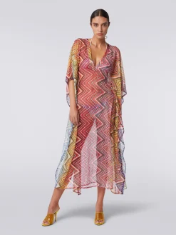 Caftan long en tissu à imprimé zig zag