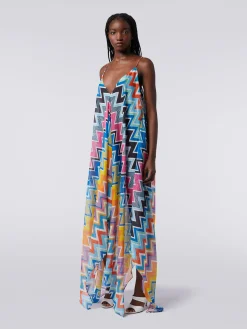 Caftan long style foulard en coton et soie imprimés