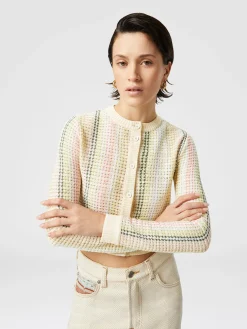 Cardigan à col rond en coton mélangé motif Caperdoni