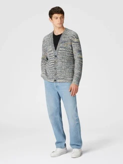 Cardigan en cachemire et laine à motif flammé