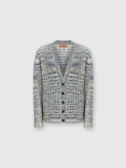 Cardigan en cachemire et laine à motif flammé