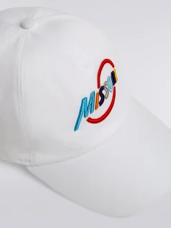 Chapeau avec visière en coton et imprimé logo multicolore