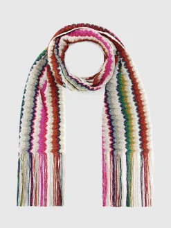 Écharpe avec motif chevron et franges