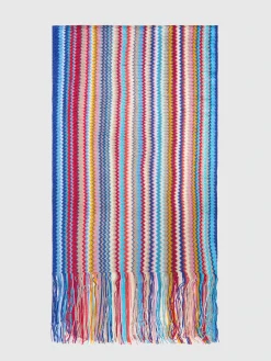 Écharpe en 100 % viscose avec motif zigzag et franges