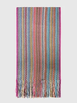 Écharpe en mélange de viscose zig zag avec longues franges