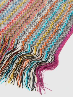 Écharpe en mélange de viscose zig zag avec longues franges