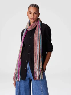 Écharpe en mélange de viscose zig zag avec longues franges