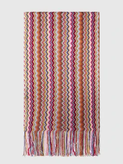 Écharpe en mélange de viscose zig zag avec longues franges
