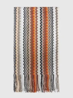 Écharpe en viscose avec motif à chevrons et franges