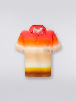 Chemise à manches courtes en viscose à dégradé
