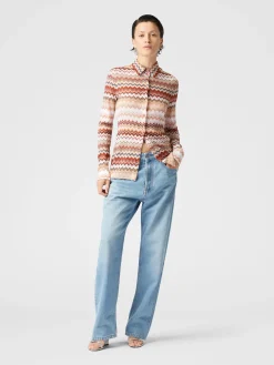 Chemise à motif zigzag lamé dentelé