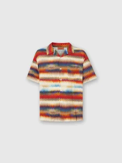 Chemise bowling avec imprimé micro zig zag dégradé et poche poitrine