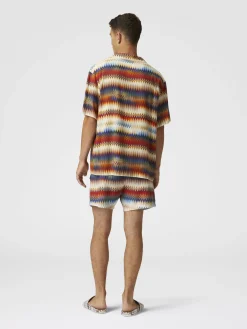 Chemise bowling avec imprimé micro zig zag dégradé et poche poitrine