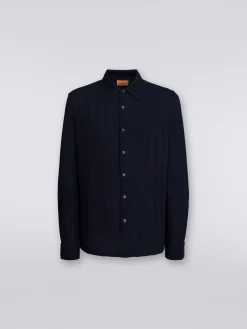 Chemise en coton et viscose à chevrons