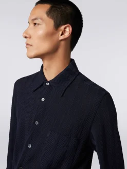 Chemise en coton et viscose à chevrons