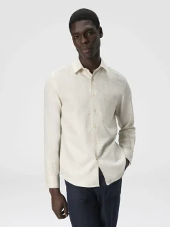 Chemise en coton, viscose et lin à motif zigzag brillant