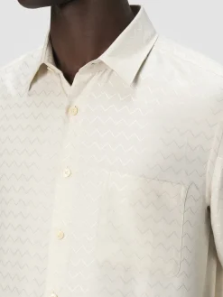 Chemise en coton, viscose et lin à motif zigzag brillant