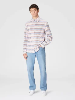 Chemise en coton zig zag avec poche poitrine