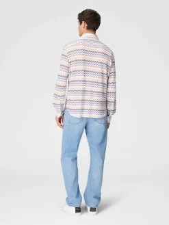 Chemise en coton zig zag avec poche poitrine