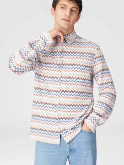 Chemise en coton zig zag avec poche poitrine