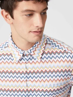 Chemise en coton zig zag avec poche poitrine