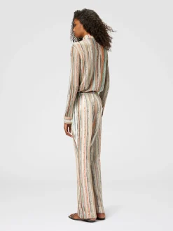 Chemise en maille de viscose flammée lamée rayée