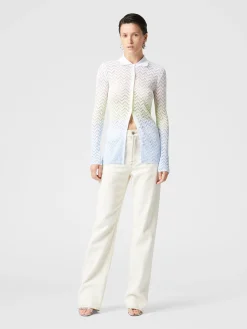 Chemise en maille viscose dégradée à chevrons