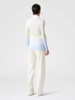 Chemise en maille viscose dégradée à chevrons